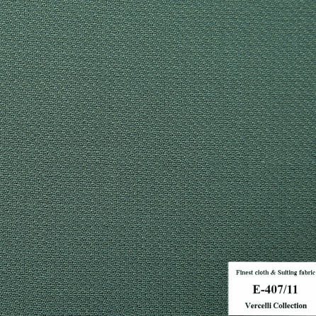 E-407/11 Vercelli CVM - Vải Suit 95% Wool - Xanh rêu Trơn